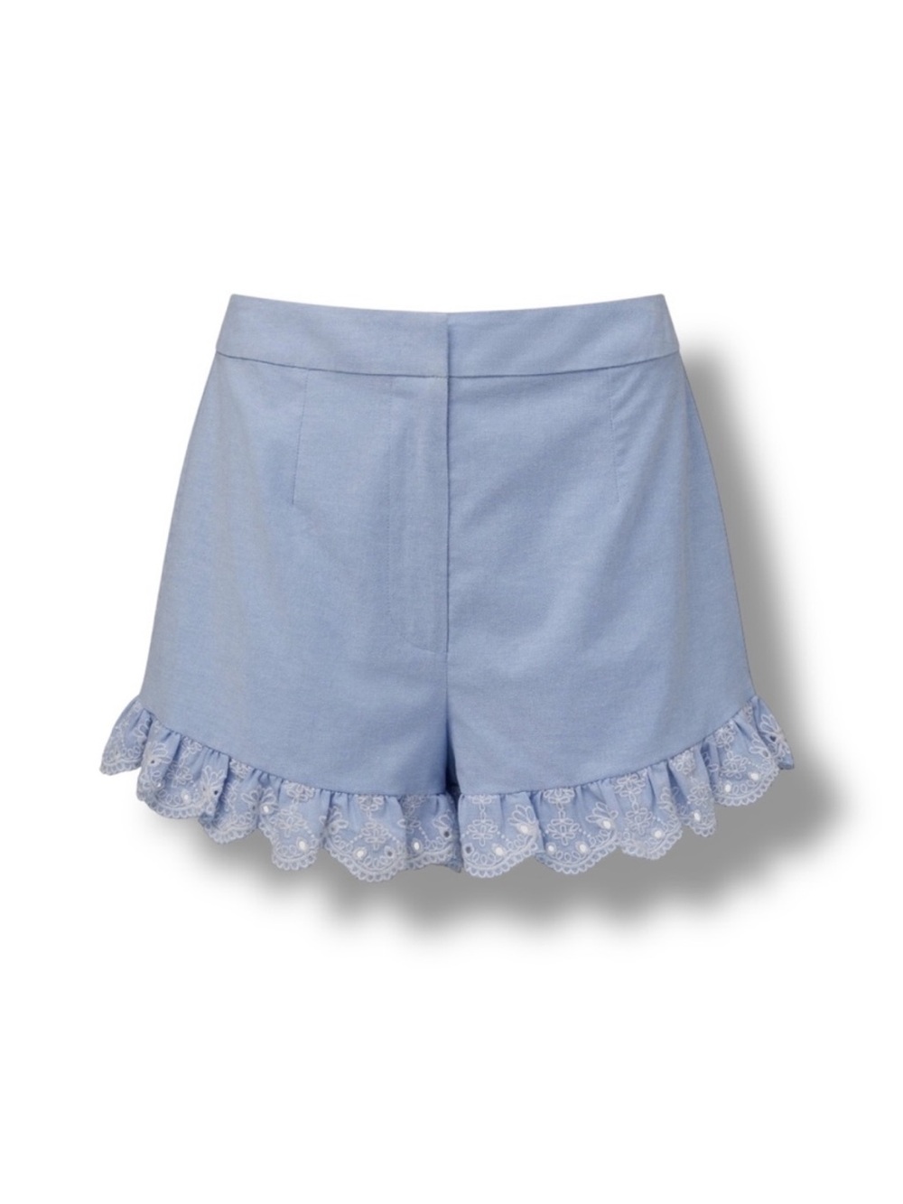 Rachel Parcell Blue Eyelet Trimmed Scalloped Shorts 14 EUC